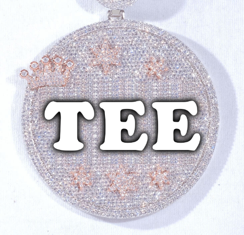 CUSTOM LETTER NECKLACE 3D BIG CROWN DISC