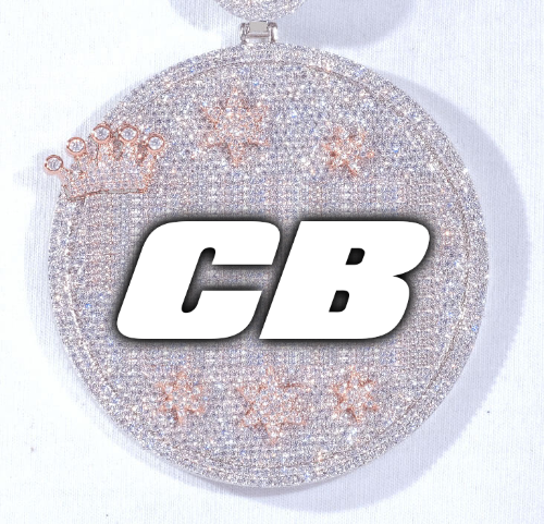 CUSTOM LETTER NECKLACE 3D BIG CROWN DISC