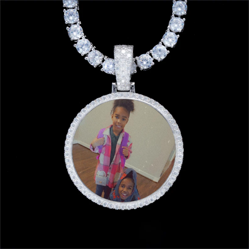 925S & VVS Moissanite 3D Circle Custom Picture Pendant