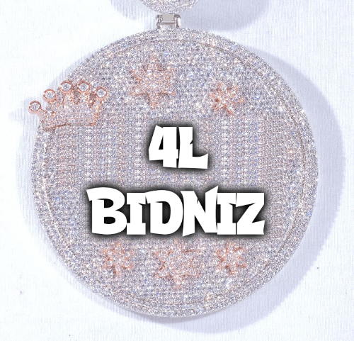 CUSTOM LETTER NECKLACE 3D BIG CROWN DISC