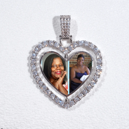 3D Spinning 2-Faced Heart Custom Picture Pendant