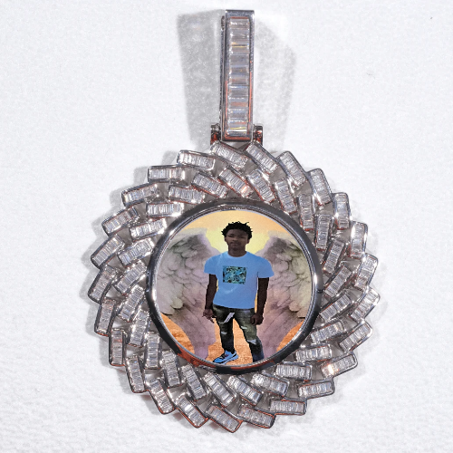 Large 3D Baguette Custom Picture Pendant
