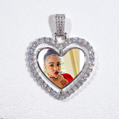 3D Spinning 2-Faced Heart Custom Picture Pendant