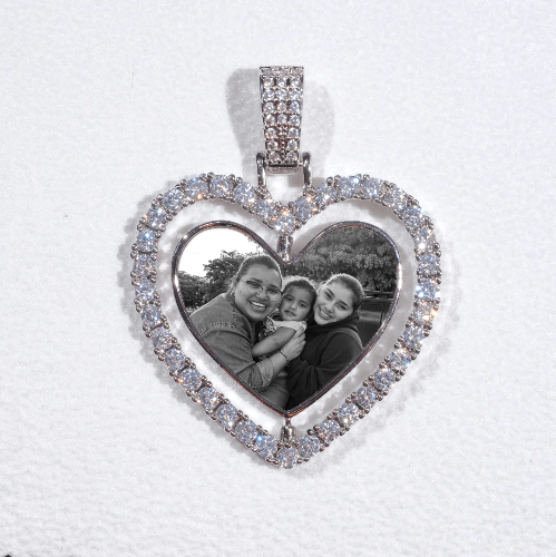 3D Spinning 2-Faced Heart Custom Picture Pendant