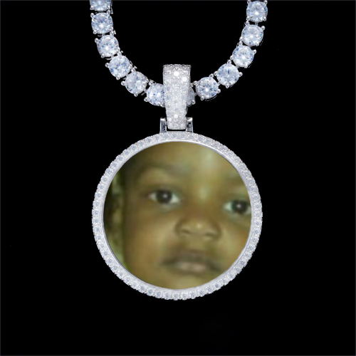 925S & VVS Moissanite 3D Circle Custom Picture Pendant