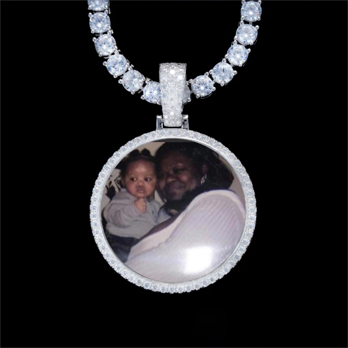 925S & VVS Moissanite 3D Circle Custom Picture Pendant