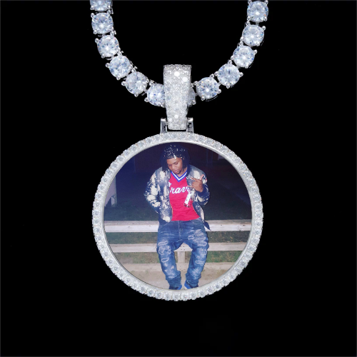 925S & VVS Moissanite 3D Circle Custom Picture Pendant