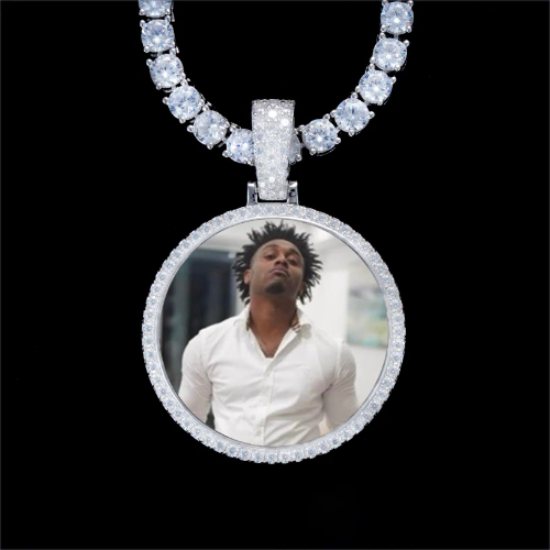 925S & VVS Moissanite 3D Circle Custom Picture Pendant
