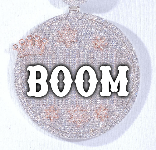 CUSTOM LETTER NECKLACE 3D BIG CROWN DISC