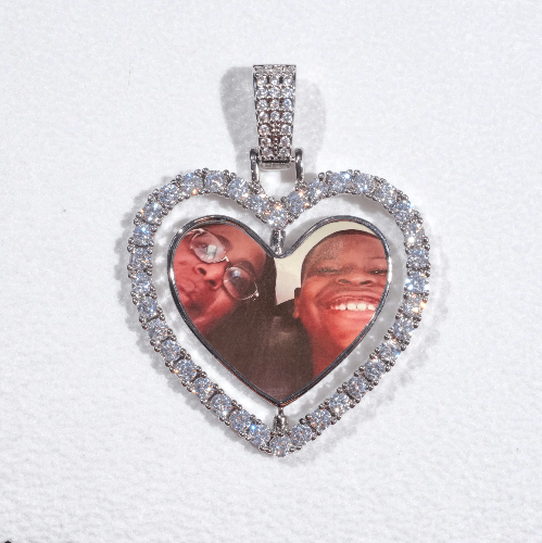 3D Spinning 2-Faced Heart Custom Picture Pendant
