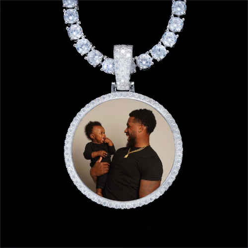 925S & VVS Moissanite 3D Circle Custom Picture Pendant