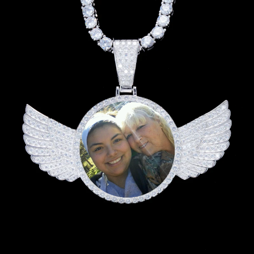 925S & VVS Moissanite 3D Wing Custom Picture Pendant