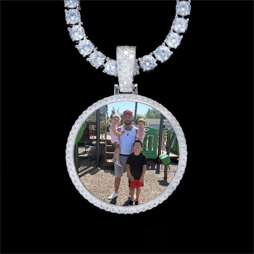 925S & VVS Moissanite 3D Circle Custom Picture Pendant