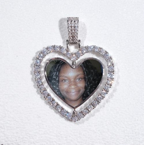 3D Spinning 2-Faced Heart Custom Picture Pendant