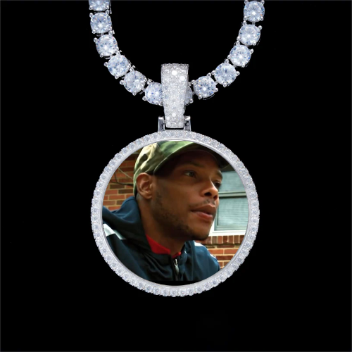 925S & VVS Moissanite 3D Circle Custom Picture Pendant