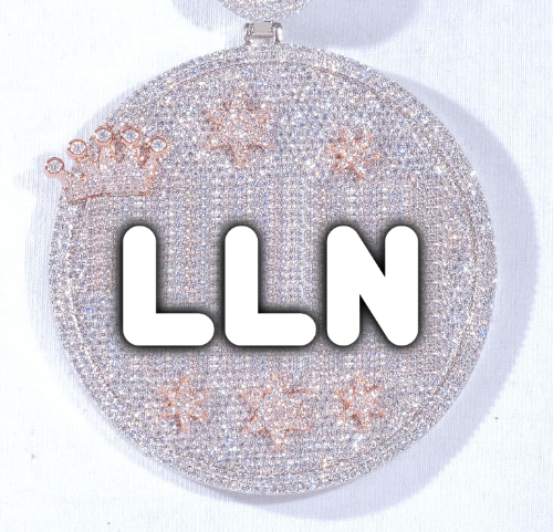 CUSTOM LETTER NECKLACE 3D BIG CROWN DISC