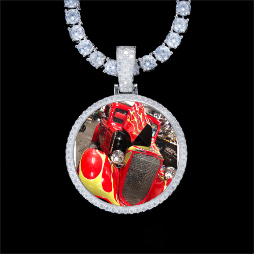 925S & VVS Moissanite 3D Circle Custom Picture Pendant