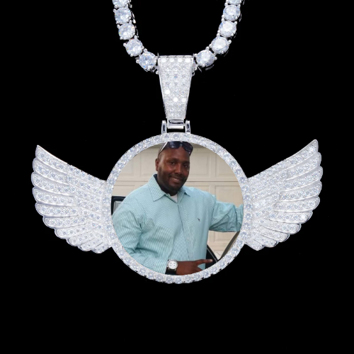 925S & VVS Moissanite 3D Wing Custom Picture Pendant