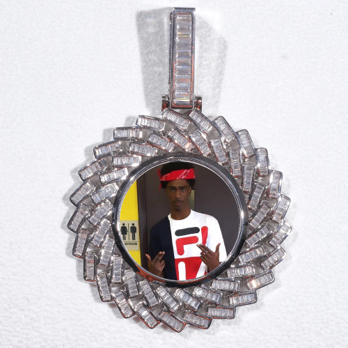 Large 3D Baguette Custom Picture Pendant