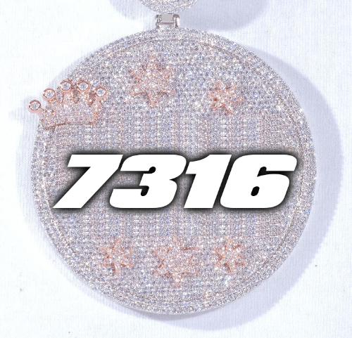 CUSTOM LETTER NECKLACE 3D BIG CROWN DISC