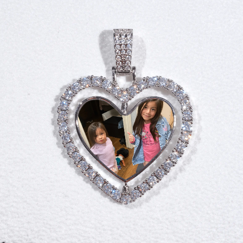 3D Spinning 2-Faced Heart Custom Picture Pendant