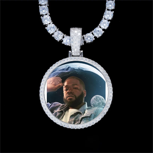 925S & VVS Moissanite 3D Circle Custom Picture Pendant