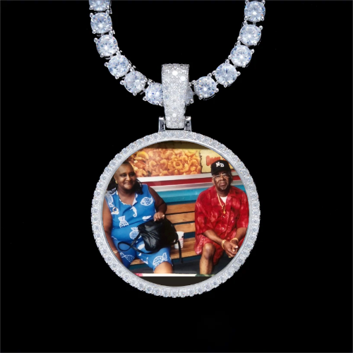 925S & VVS Moissanite 3D Circle Custom Picture Pendant