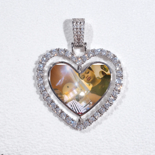 3D Spinning 2-Faced Heart Custom Picture Pendant