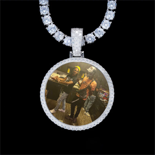 925S & VVS Moissanite 3D Circle Custom Picture Pendant