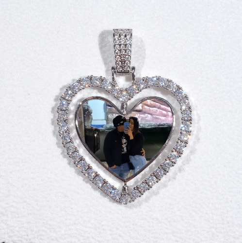 3D Spinning 2-Faced Heart Custom Picture Pendant