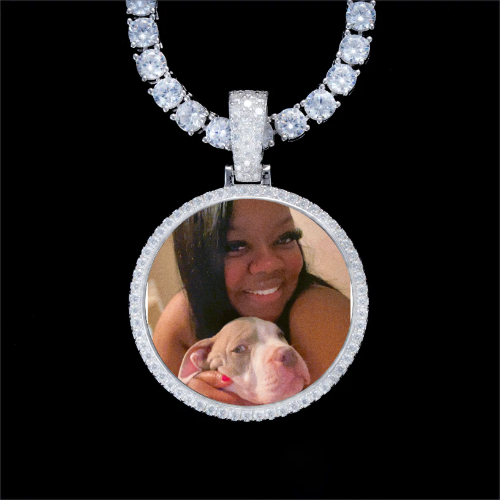 925S & VVS Moissanite 3D Circle Custom Picture Pendant