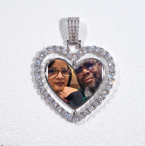 3D Spinning 2-Faced Heart Custom Picture Pendant