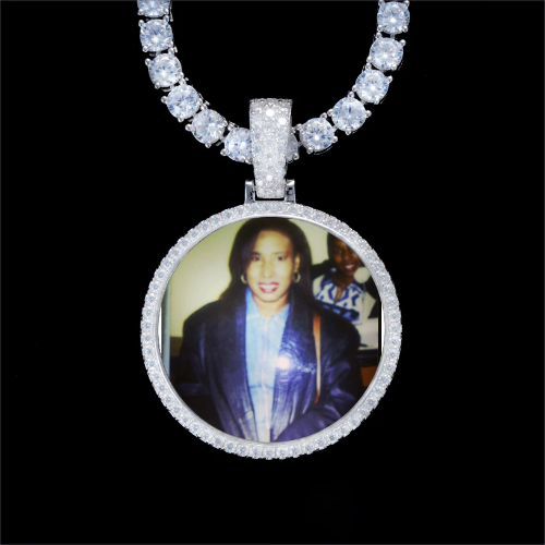 925S & VVS Moissanite 3D Circle Custom Picture Pendant
