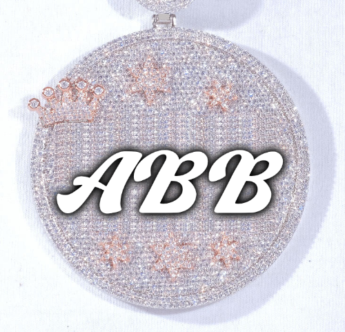 CUSTOM LETTER NECKLACE 3D BIG CROWN DISC