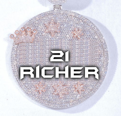 CUSTOM LETTER NECKLACE 3D BIG CROWN DISC