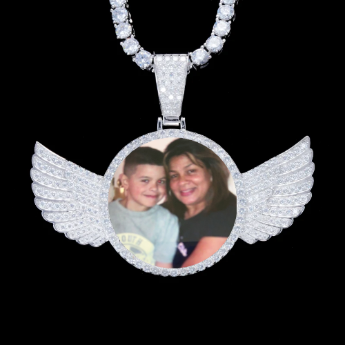925S & VVS Moissanite 3D Wing Custom Picture Pendant