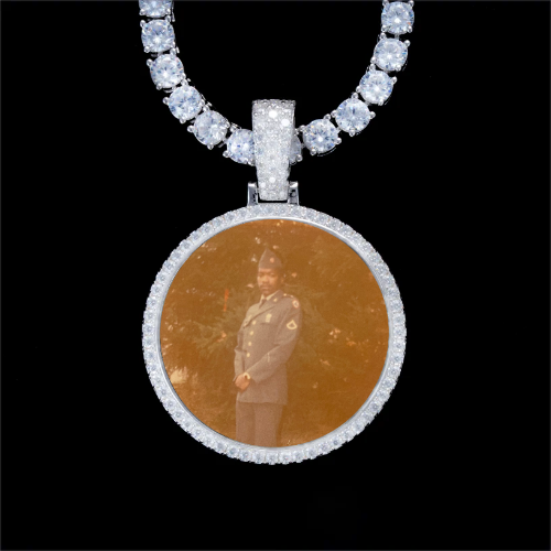 925S & VVS Moissanite 3D Circle Custom Picture Pendant