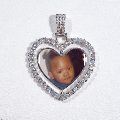 3D Spinning 2-Faced Heart Custom Picture Pendant