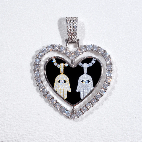 3D Spinning 2-Faced Heart Custom Picture Pendant