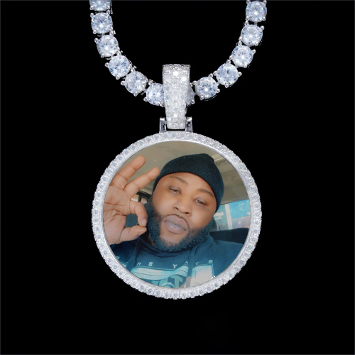 925S & VVS Moissanite 3D Circle Custom Picture Pendant