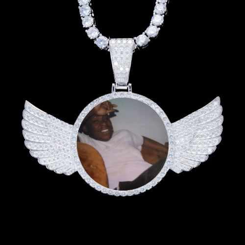 925S & VVS Moissanite 3D Wing Custom Picture Pendant