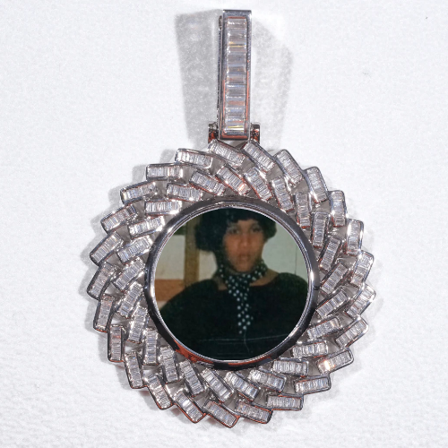 Large 3D Baguette Custom Picture Pendant
