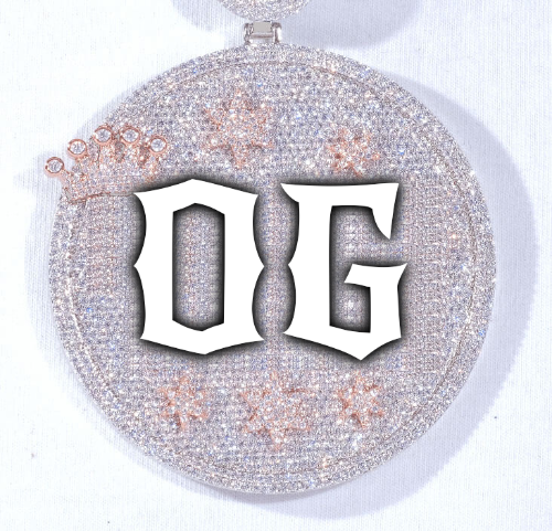 CUSTOM LETTER NECKLACE 3D BIG CROWN DISC