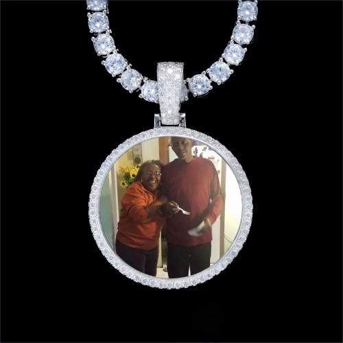 925S & VVS Moissanite 3D Circle Custom Picture Pendant
