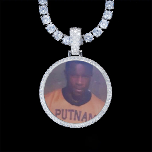 925S & VVS Moissanite 3D Circle Custom Picture Pendant