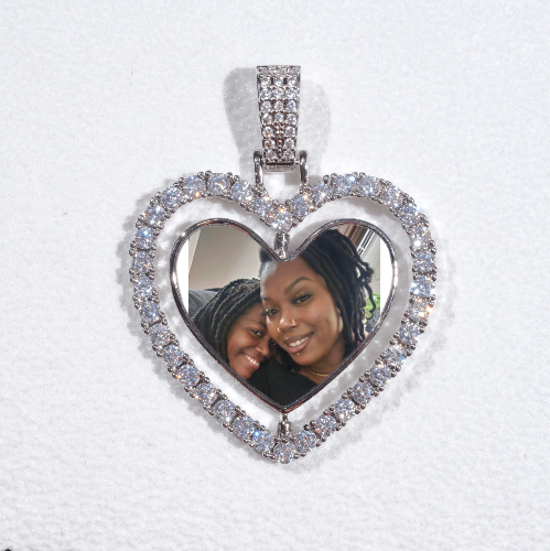 3D Spinning 2-Faced Heart Custom Picture Pendant