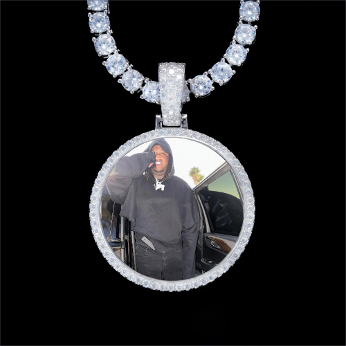 925S & VVS Moissanite 3D Circle Custom Picture Pendant