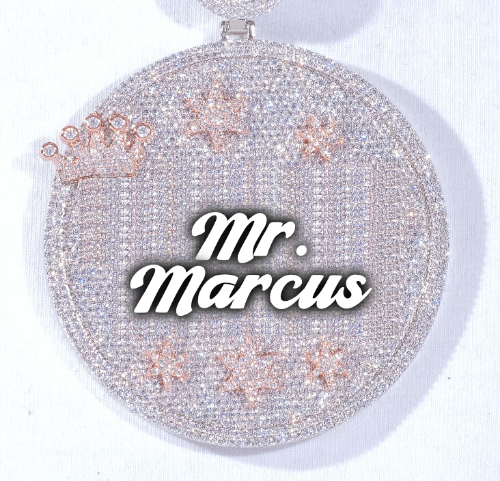 CUSTOM LETTER NECKLACE 3D BIG CROWN DISC