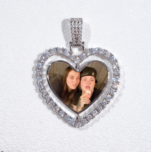 3D Spinning 2-Faced Heart Custom Picture Pendant