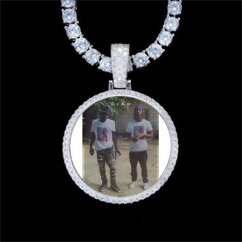 925S & VVS Moissanite 3D Circle Custom Picture Pendant
